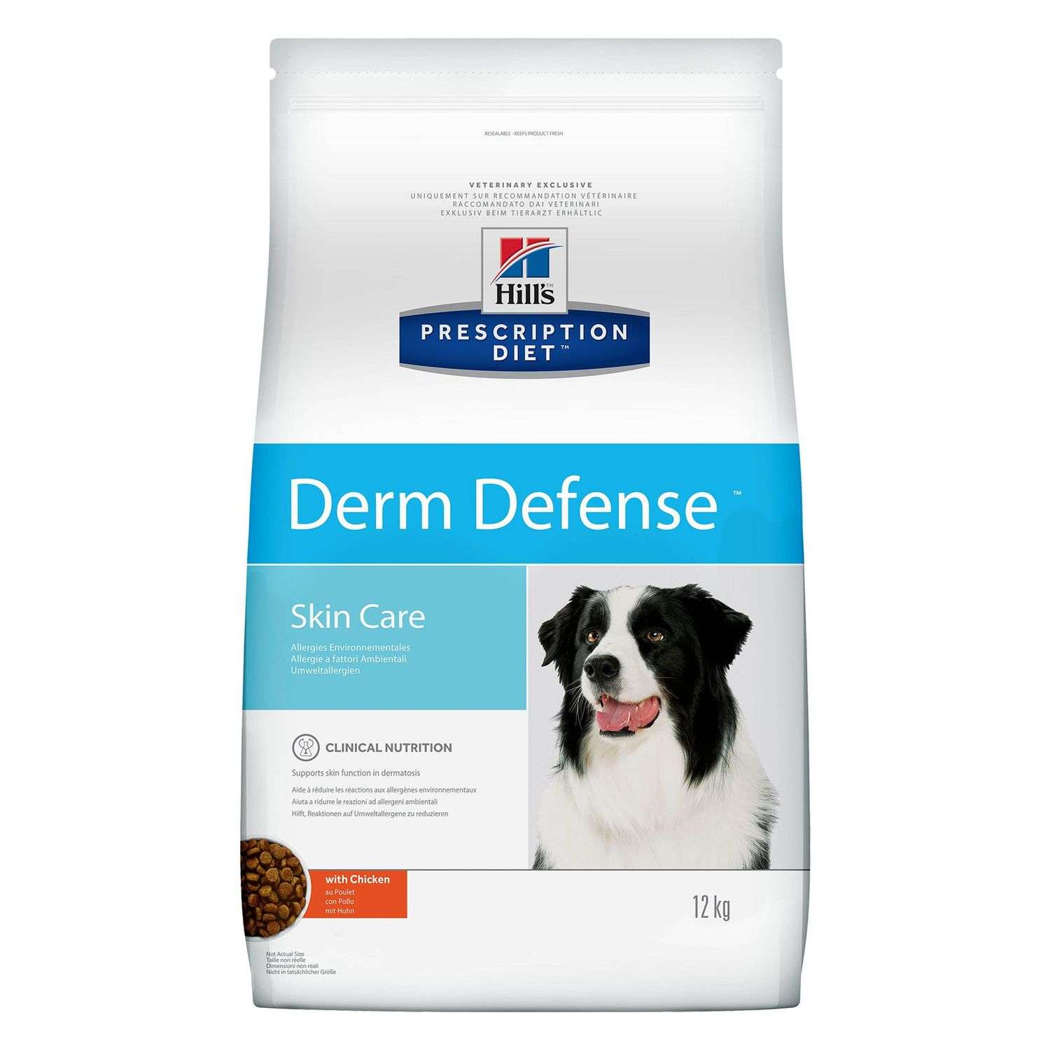 Корм для собак HILLS 12кг Prescription Diet Derm Defense Skin Care для здоров кожи и при аллергии с курицей сухой - фото 1