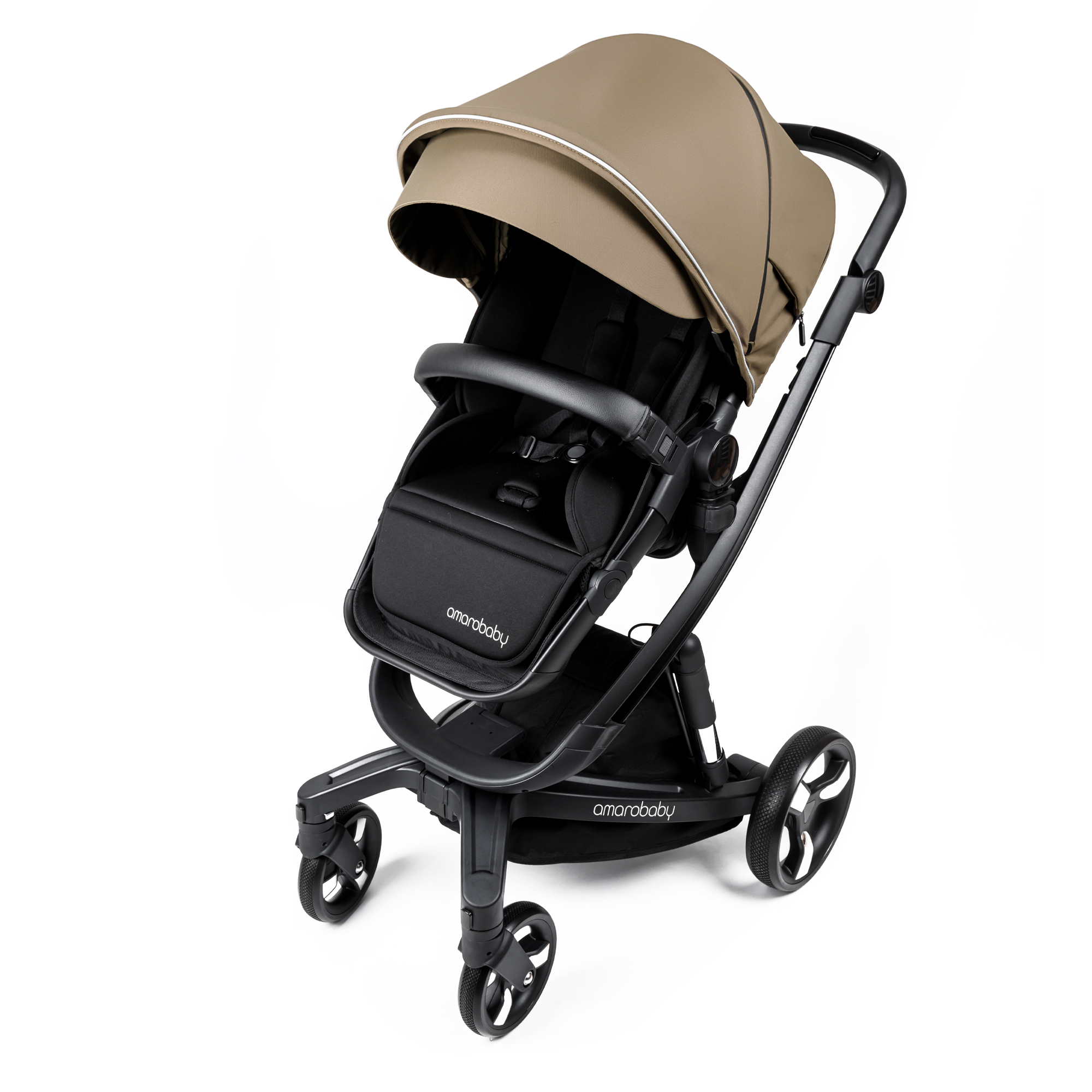 Коляска детская 2 в 1 AmaroBaby TUTUM с AUTO BRAKE бежевый - фото 30