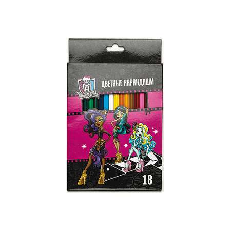 Карандаши цветные Hatber Monster High с заточкой в картонной коробке 18 цветов