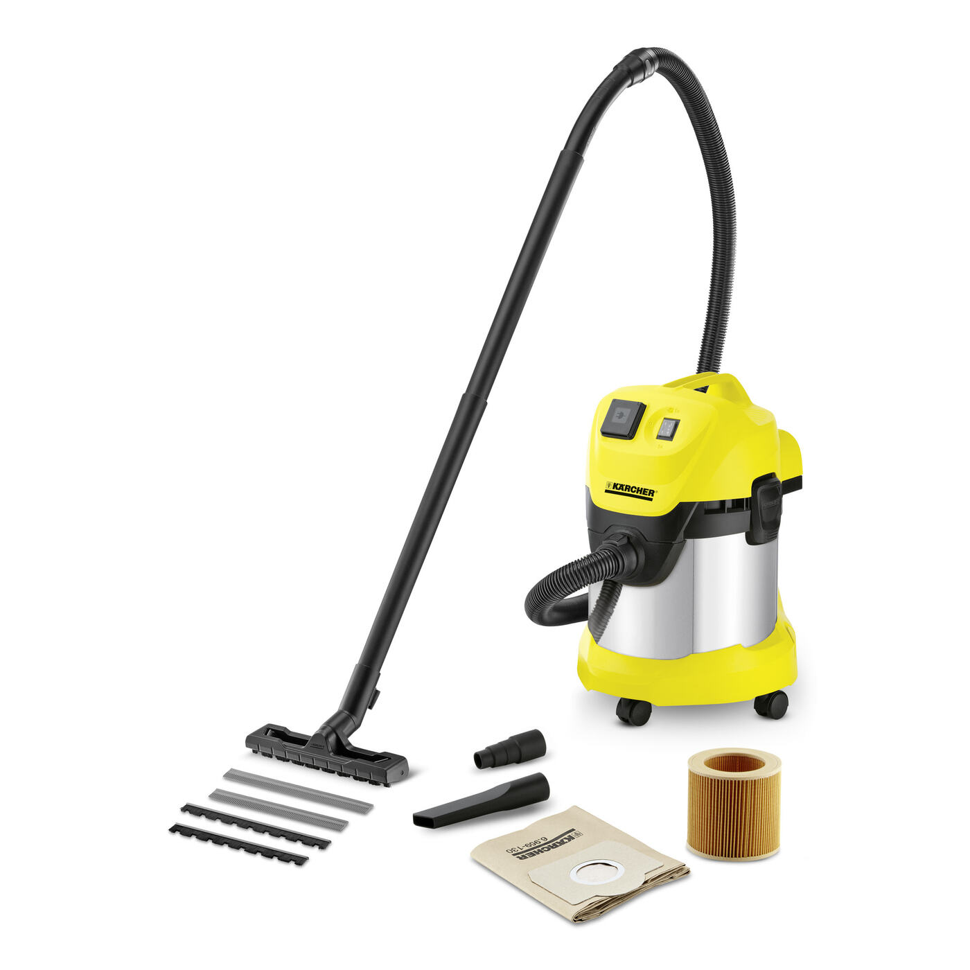 Строительный пылесос Karcher WD3 P Premium 1000Вт (уборка: сухая/сбор воды)  желтый купить по цене 12412 ₽ в интернет-магазине Детский мир