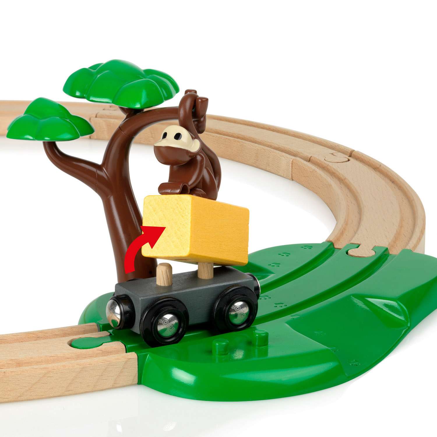 Железная дорога деревянная BRIO поезд Сафари с мартышкой - фото 8