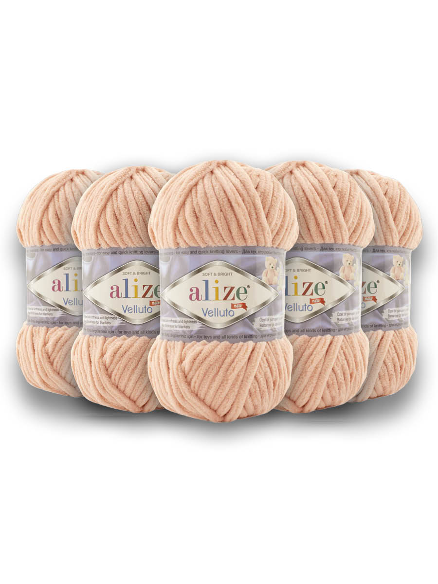 Пряжа для вязания Alize velluto 100 гр 68 м микрополиэстер мягкая велюровая 866 светло-розовый 5 мотков - фото 3