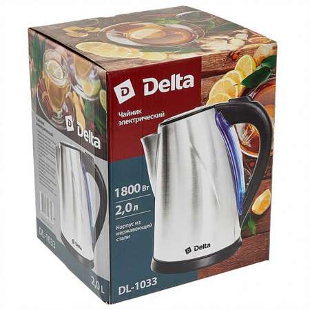 Электрический чайник Delta DL-1033 нержавеющая сталь 2 л 1800 Вт