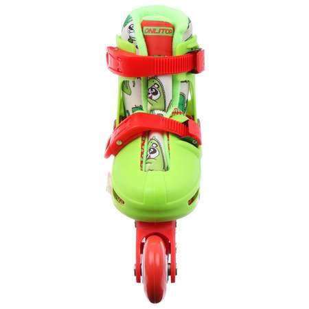 Роликовые коньки ONLITOP раздвижные. р.34-37. колеса PVC 64 мм. пластик. рама. цвет красный/зеленый