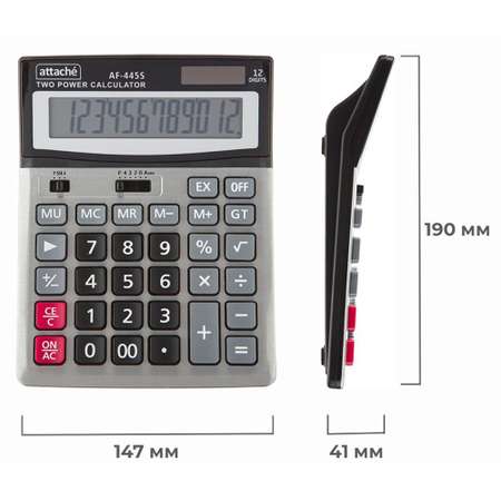 Калькулятор Attache настольный полноразмерный 12 разр. серебристый