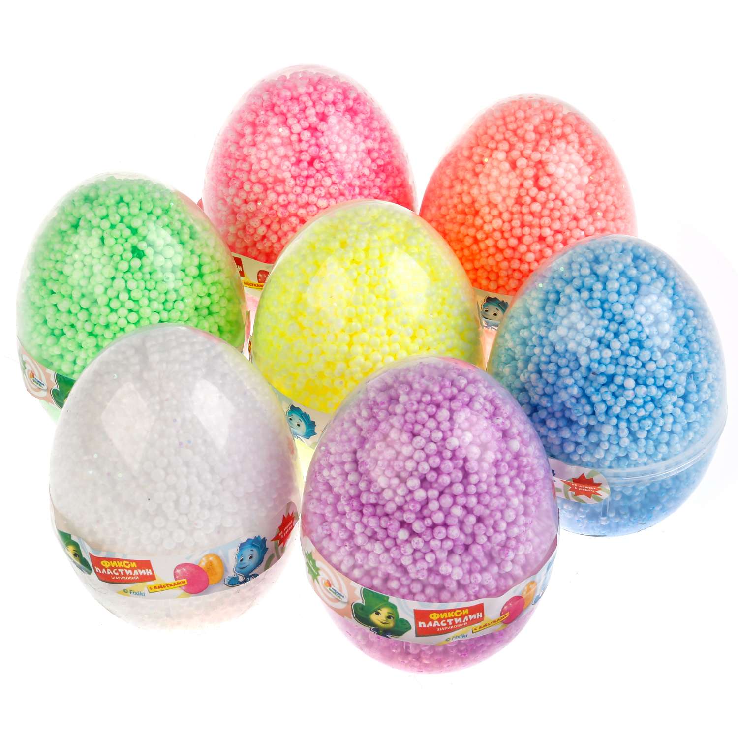 Пластилин шариковый Multiart Фиксики с блестками в яйце 237865 - фото 1