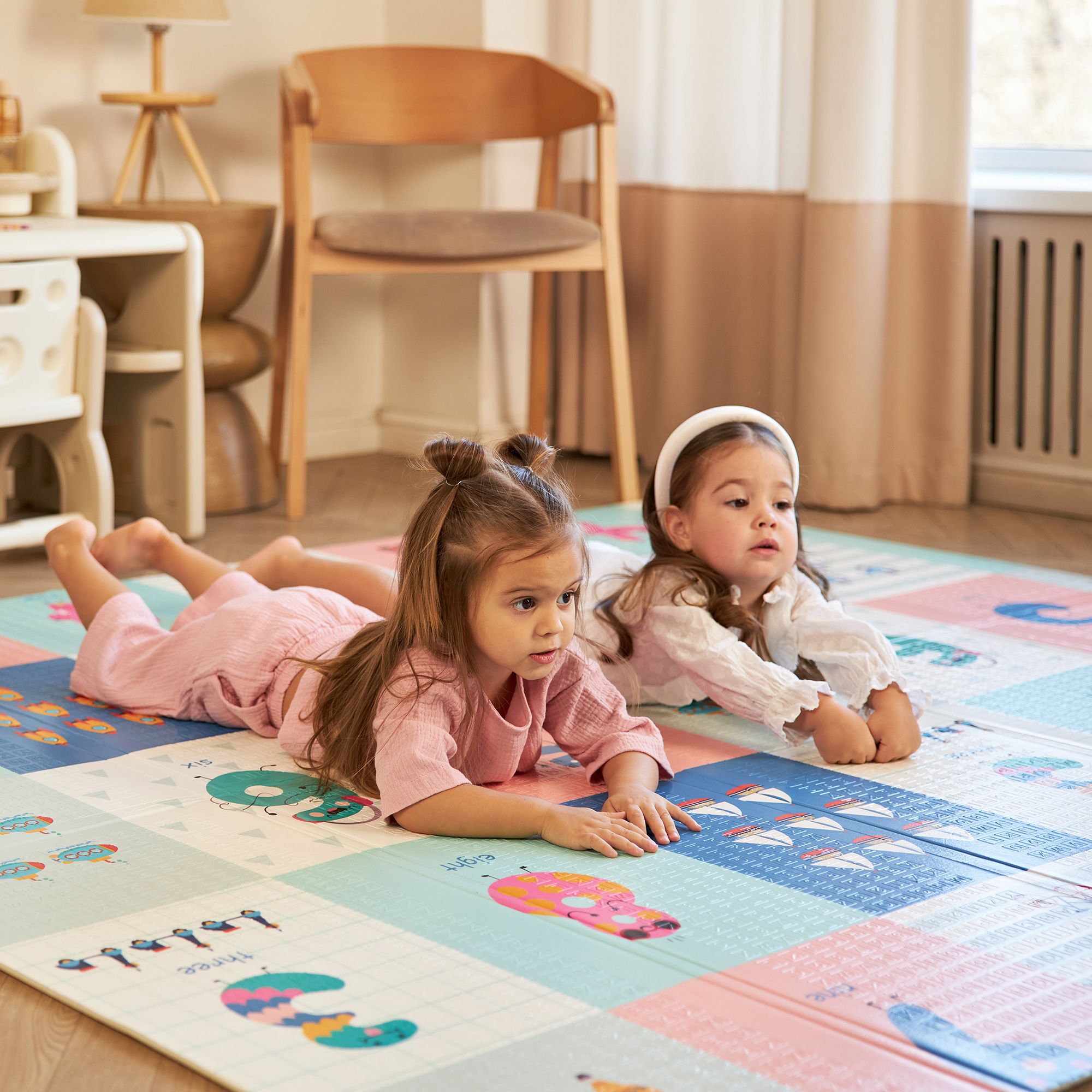 Игровой коврик складной для детей UNIX Kids Numbers 180x200 см двусторонний цифры и животные - фото 7