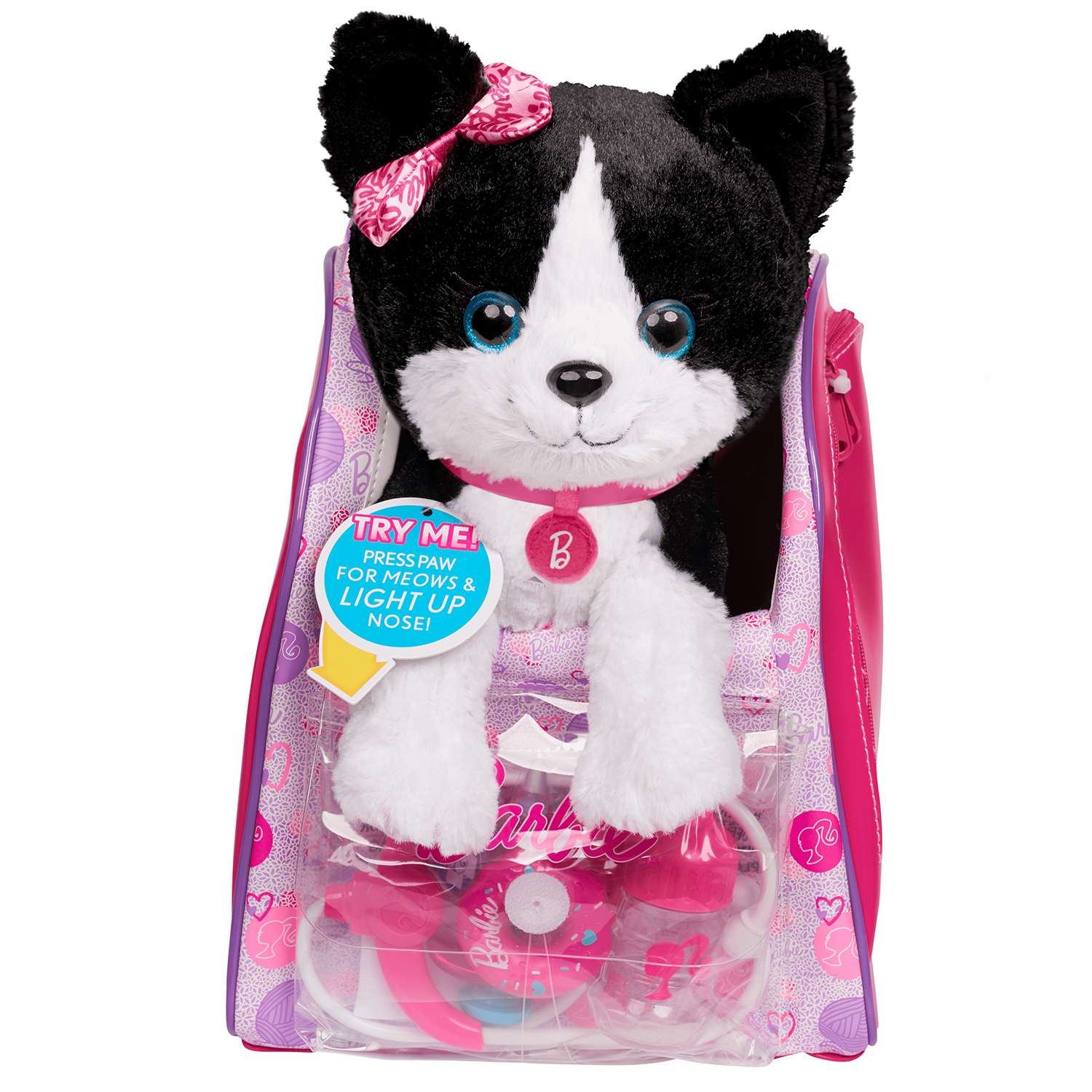 Игрушка мягкая Barbie Кошка Черно-белая с аксессуарами 61388 - фото 1