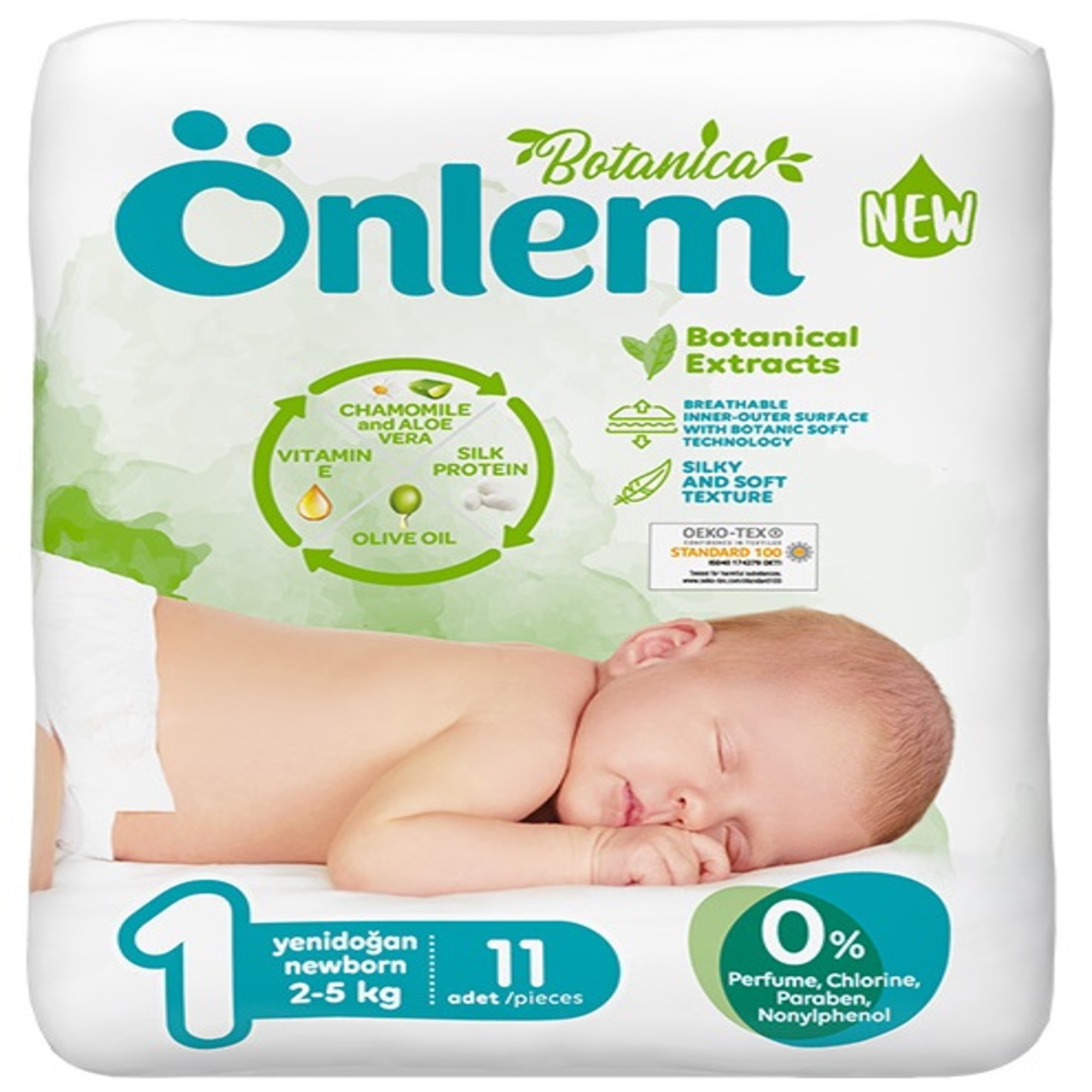 Подгузники Onlem Botanica для новорожденных 1 2-5 кг 11 шт - фото 1