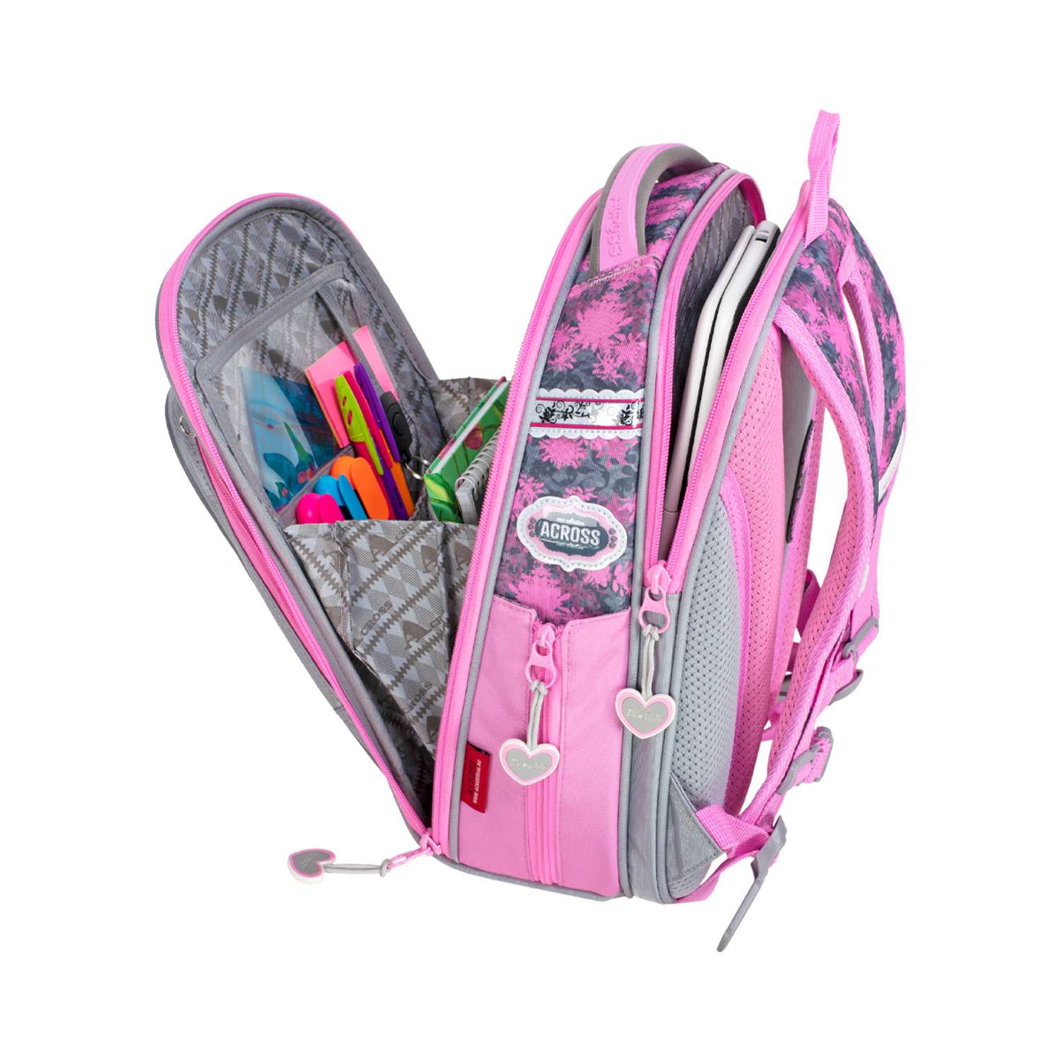 Рюкзак школьный ACROSS с наполнением: мешок для обуви пенал папка и брелок - фото 3