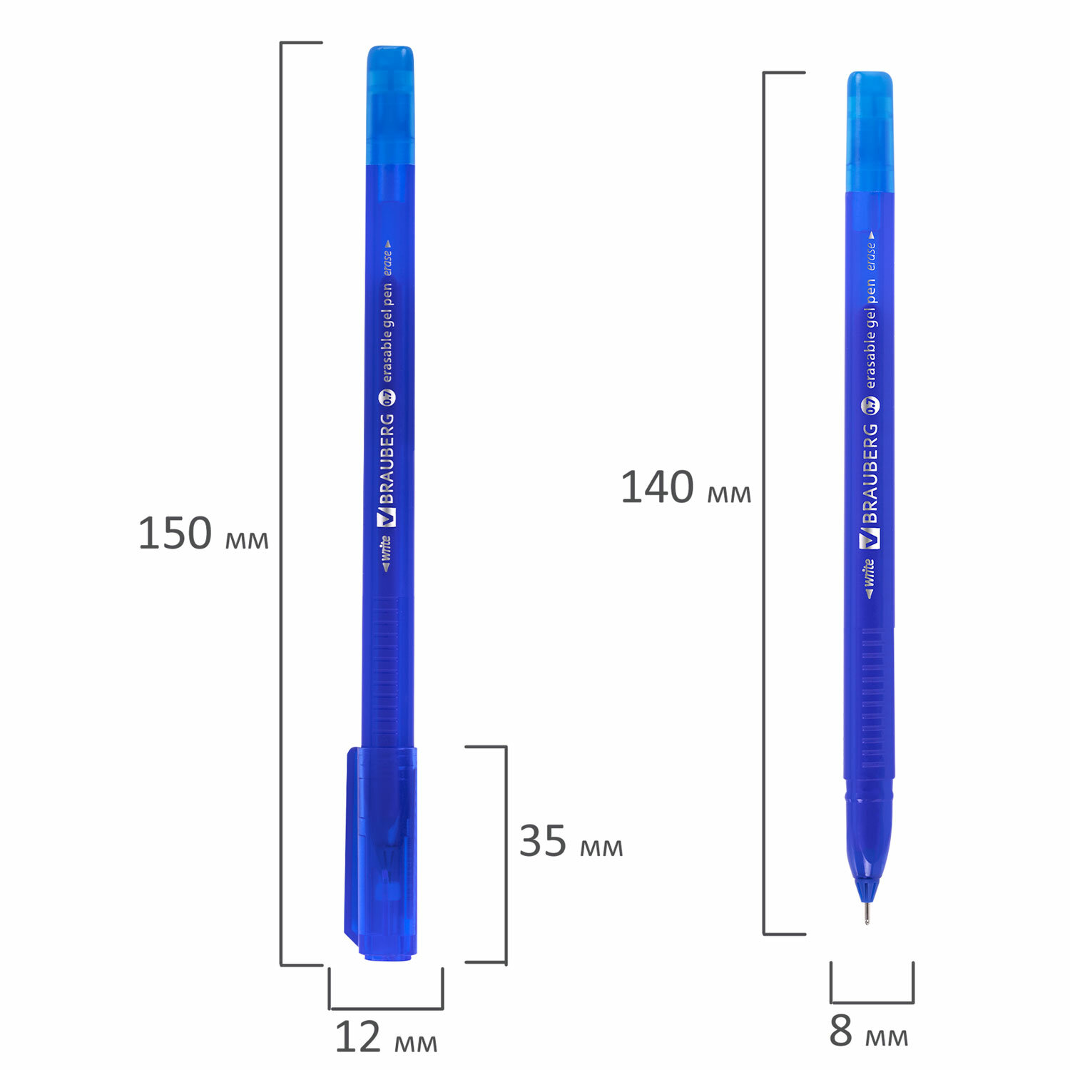 Ручки гелевые Brauberg пиши стирай набор 12 штук синие - фото 8