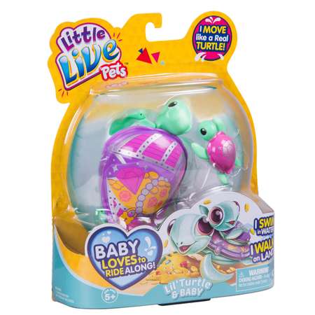 Черепашка Little Live Pets с малышом Фиолетовый верх Зеленый низ