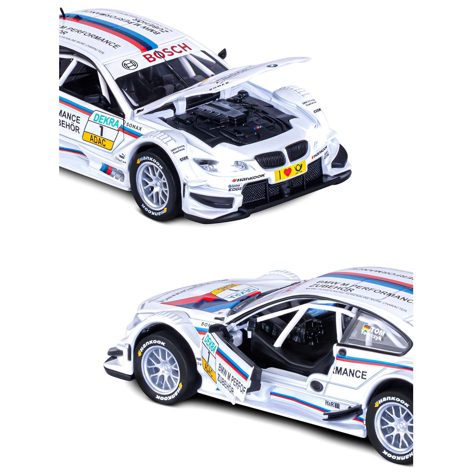 Машинка металлическая АВТОпанорама игрушка детская BMW M3 DTM 1:32 белый JB1251317 - фото 7