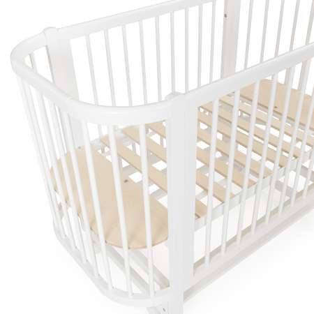 Детская кроватка Bebizaro Fancy прямоугольная, продольный маятник (белый)