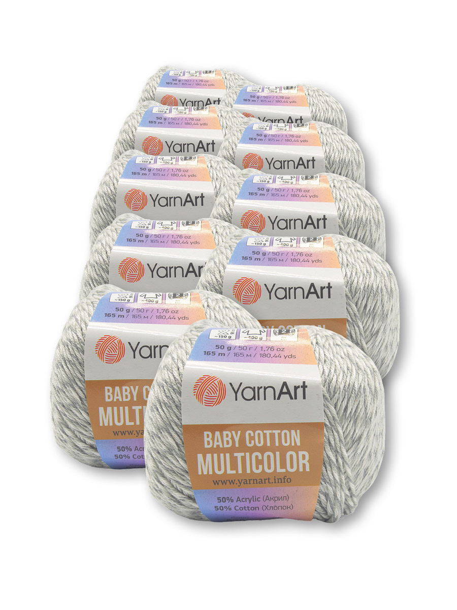 Пряжа для вязания YarnArt Baby cotton multicolor 50 гр 165 м хлопок акрил детская 10 мотков цвет 5202 - фото 3