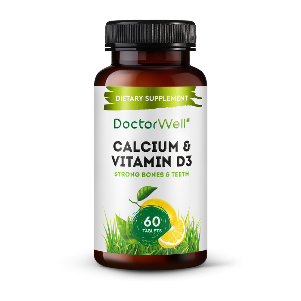 Кальций и витамин Д3 DoctorWell для костной системы для взрослых жевательные таблетки 60 шт - фото 1
