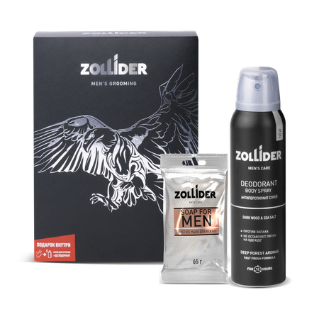 Подарочный набор для мужчин Zollider Men Care Мыло 65 г и антиперспирант Dark Wood Sea Salt 150 мл