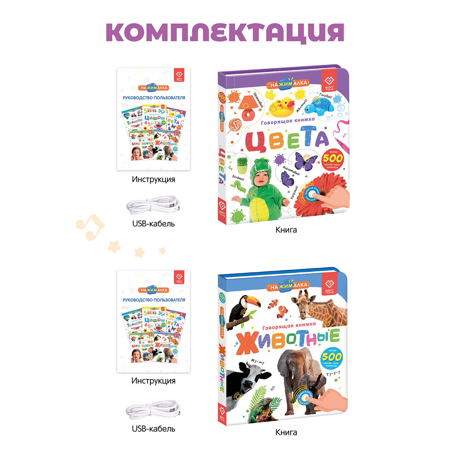 Говорящая книга BertToys Нажималка Животные + Цвета - фото 12