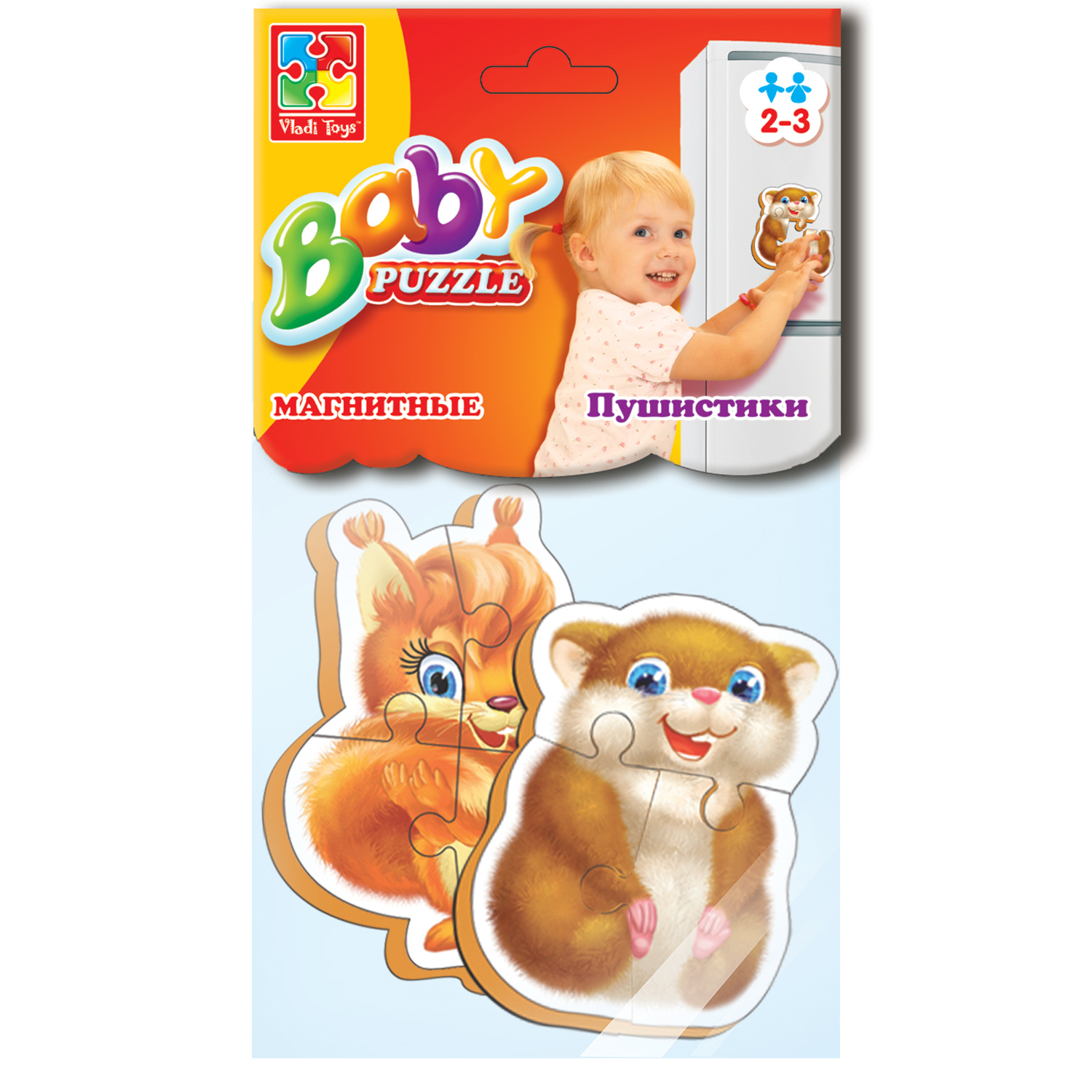 Пазл Vladi Toys мягкие магнитные Пушистики. Животные 2 картинки 7 элементов - фото 2