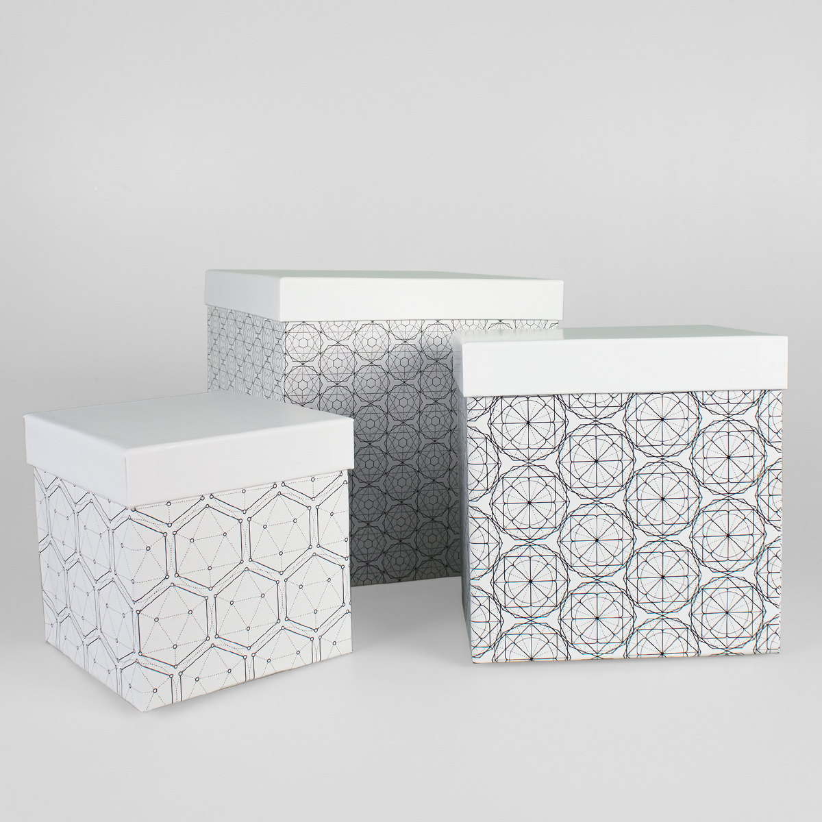 Набор подарочных коробок Cartonnage 3 в 1 Геометрия Черный белый - фото 2