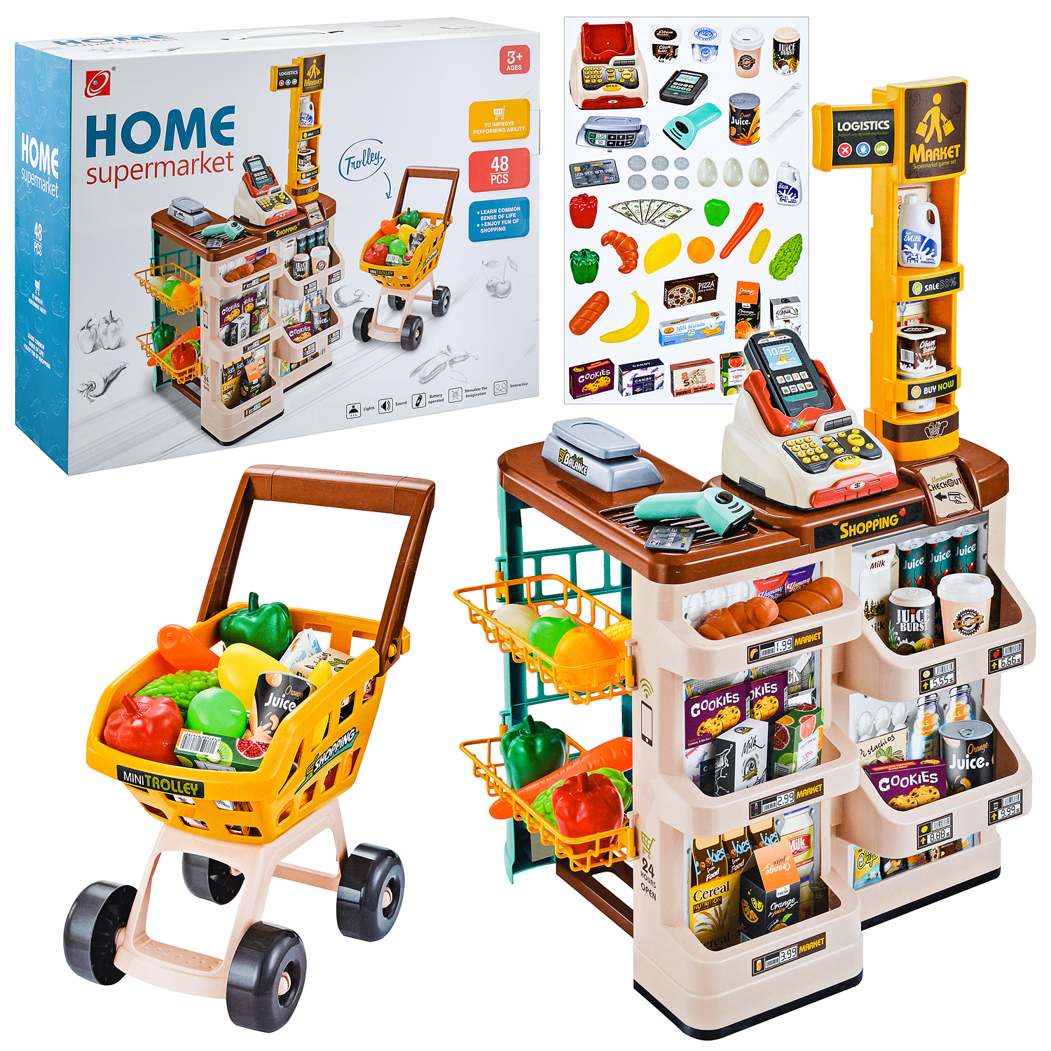 Игровой набор Ural Toys Супермаркет с тележкой для покупок - фото 1