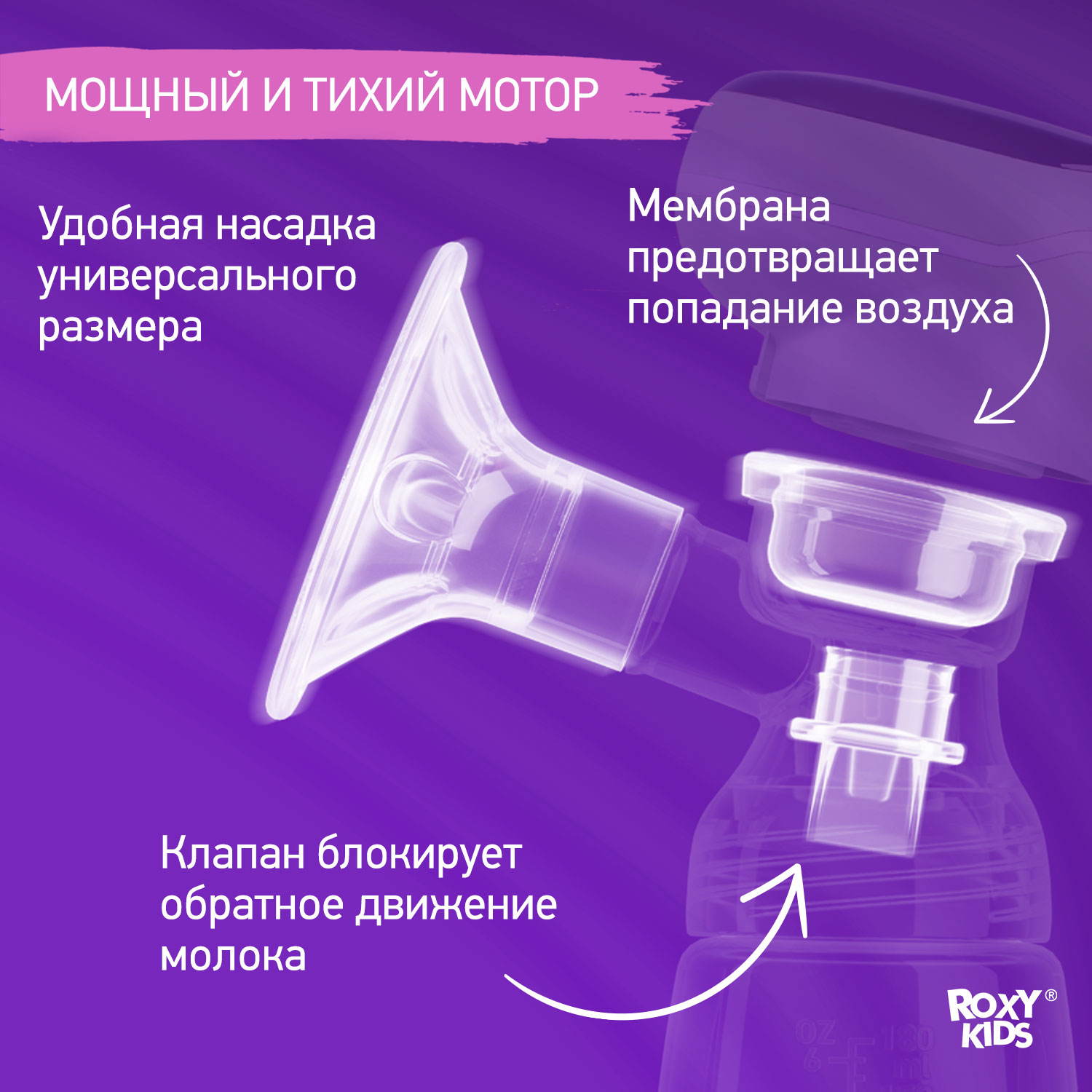 Молокоотсос электрический ROXY-KIDS с бутылочкой цвет бежевый - фото 4