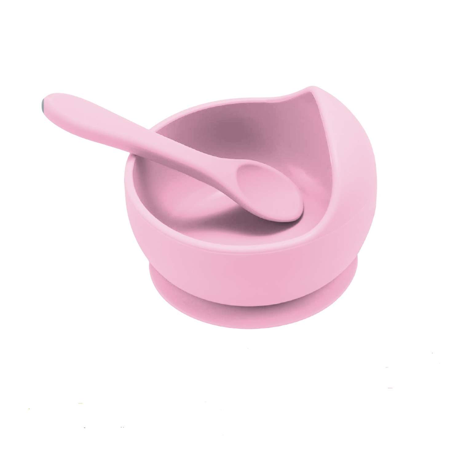 Набор детской посуды MIKMEL Pink силиконовая тарелка на присоске и ложка - фото 1