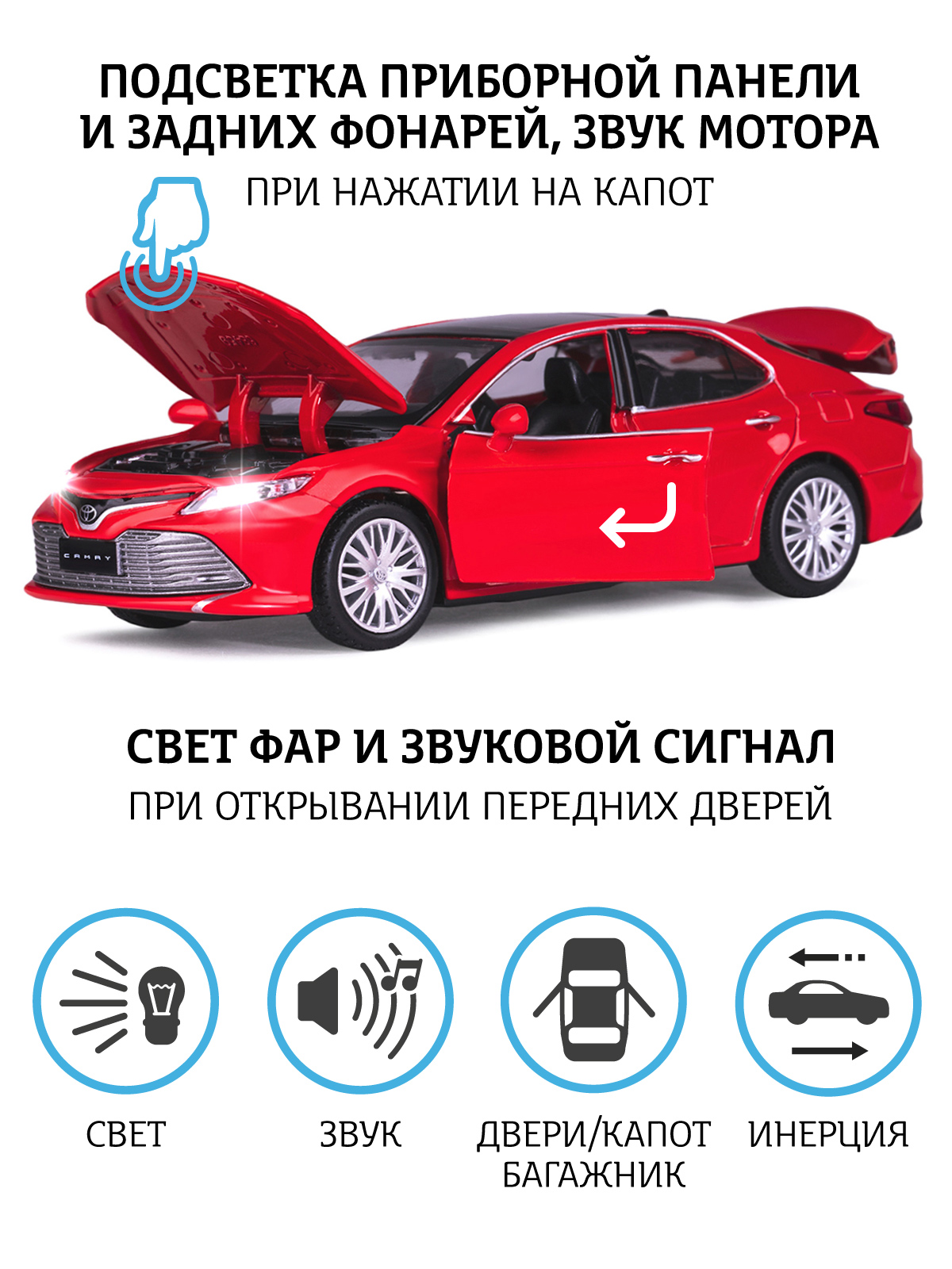 Машинка металлическая АВТОпанорама 1:34 Toyota Camry красный инерционная