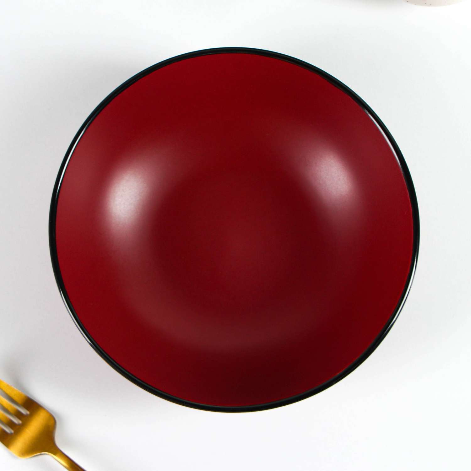 Миска Доляна керамическая «Ваниль» 700 мл d=18 см цвет бордовый - фото 2