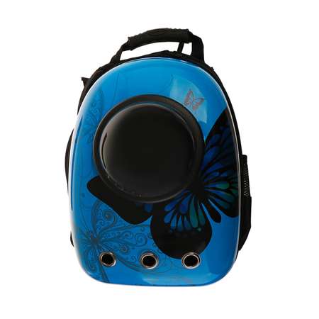 Рюкзак для переноски животных Пижон с окном для обзора «Бабочка» 32х26х44 см голубой