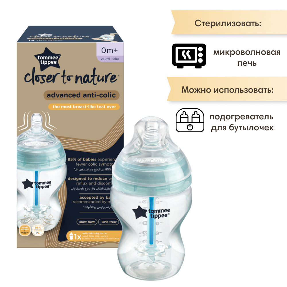 Бутылочка для кормления Tommee tippee Advanced Anti-Colic 260 мл - фото 6