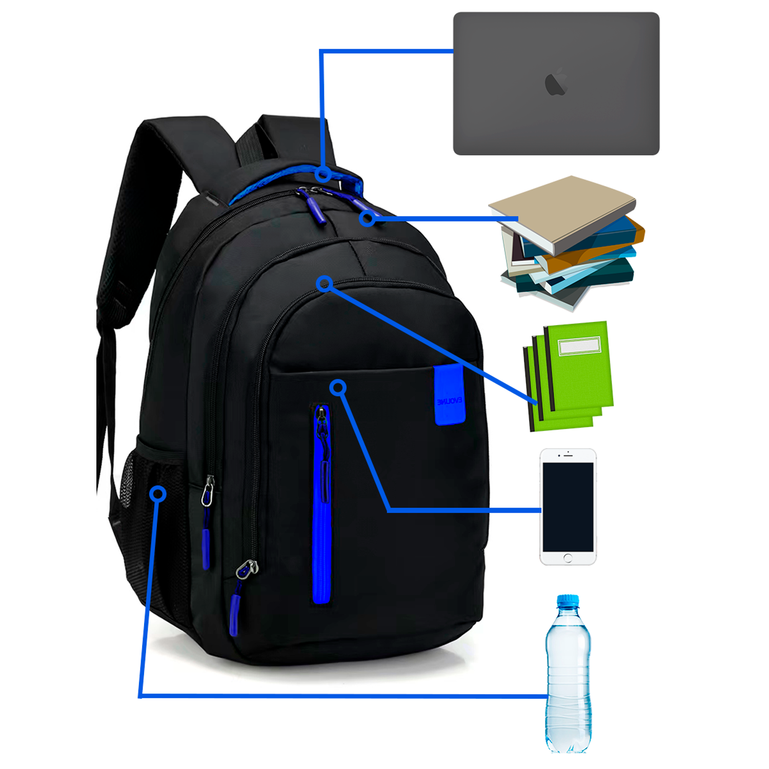 Рюкзак школьный Evoline Черный синий EVO-330-41 - фото 3