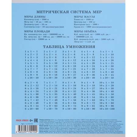 Тетрадь школьная Prof-Press Классика голубая клетка 12 листов в спайке 20 штук