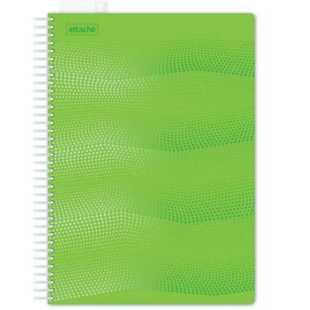Бизнес-тетрадь Attache Waves А4 100 листов клетка спираль пластиковая обложка закладка зеленый