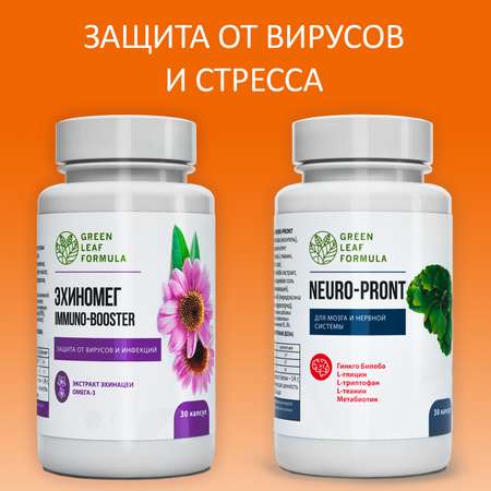 Витамины для иммунитета Green Leaf Formula для мозга для памяти триптофан эхинацея от простуды 60 капсул