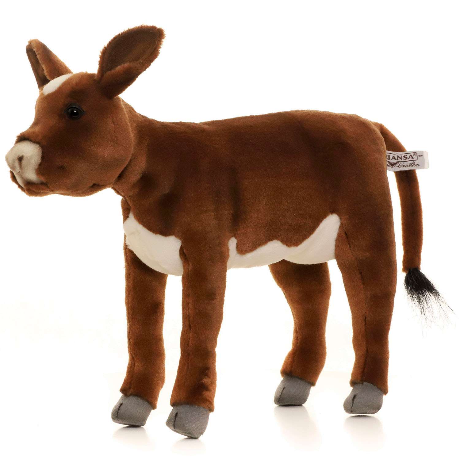 Реалистичная мягкая игрушка HANSA Бык телёнок коричневый 34 см - фото 7