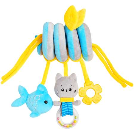 Подвеска-спираль Мякиши Игрушка детская погремушка Котёнок Кекс для новорожденных растяжка на коляску подарок