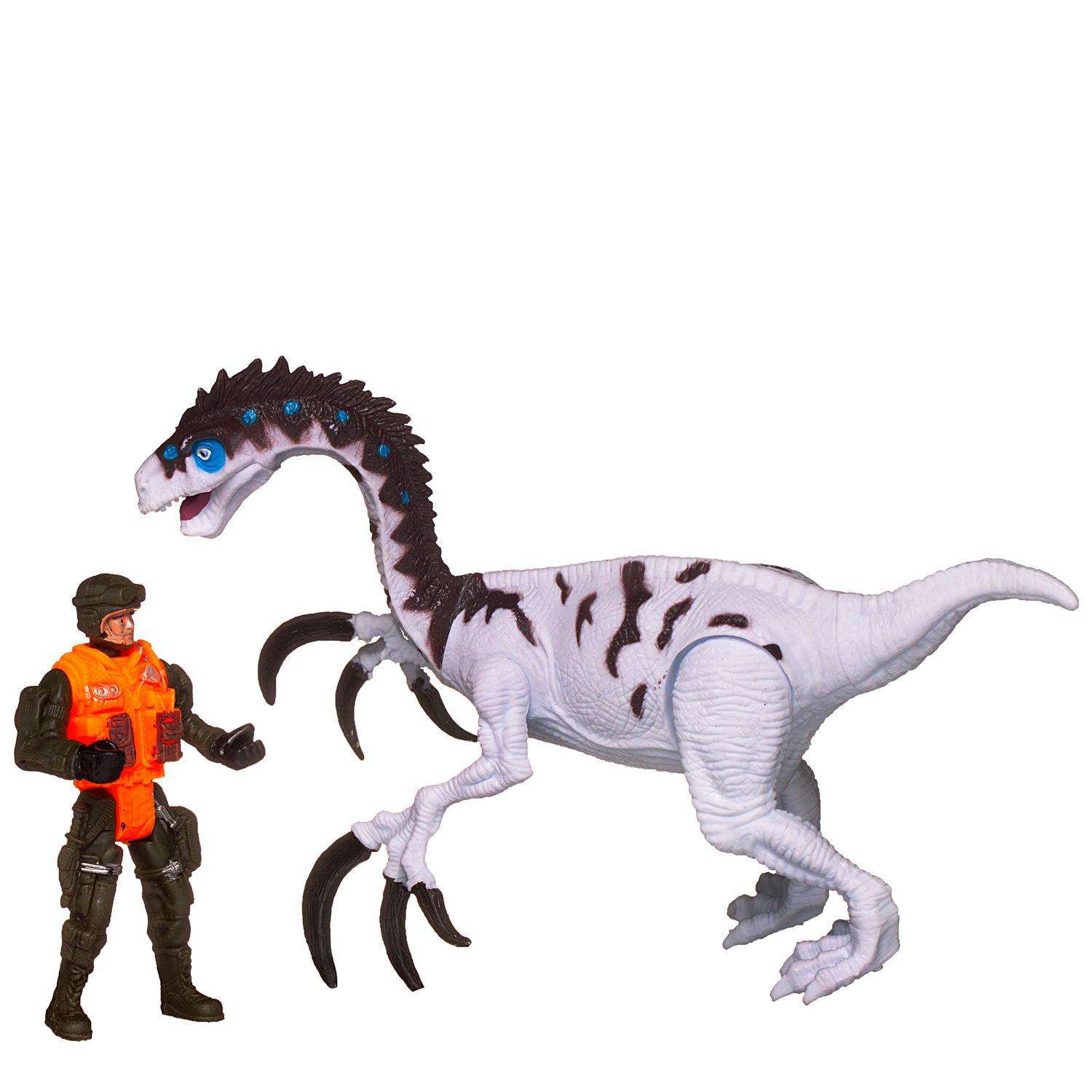 Игровой набор Junfa Мир динозавров 1 большой белый и фигурка человека с аксессуарами - фото 5