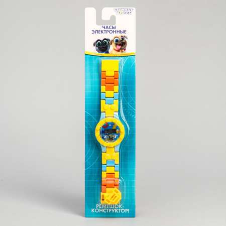 Часы наручные электронные Disney Ролли Дружные Мопсы с ремешком конструктором