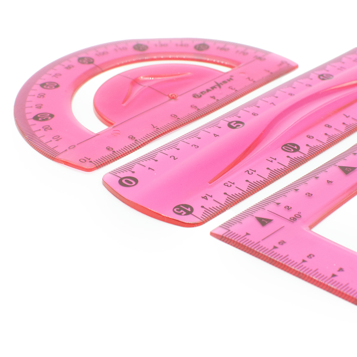 Набор линеек Darvish геометрических школьных пластиковых мягких 3 шт розовый - фото 2