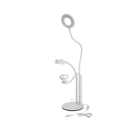 Селфи-лампа Uniglodis С держателем для телефона и микрофона белая