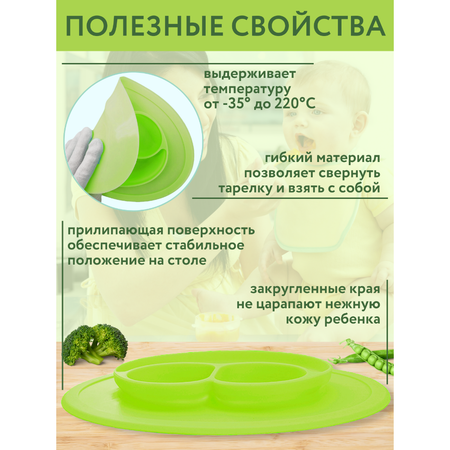 Тарелка PlayKid секционная силиконовая