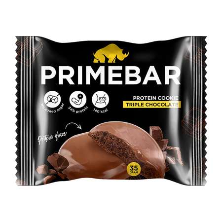 Печенье протеиновое Primebar тройной шоколад в глазури 35г*10шт
