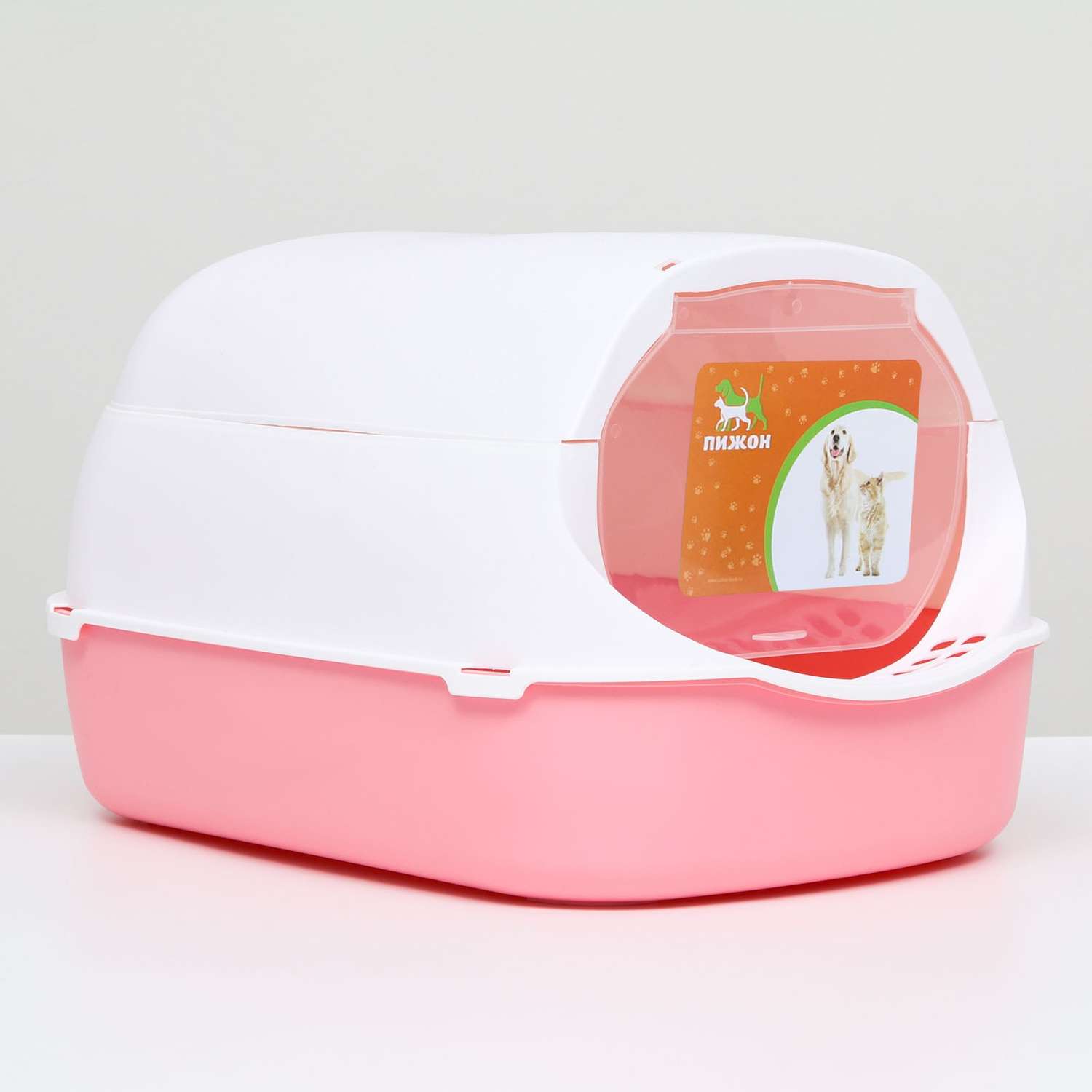 Туалет-домик Пижон с фильтром бело-розовый - фото 1