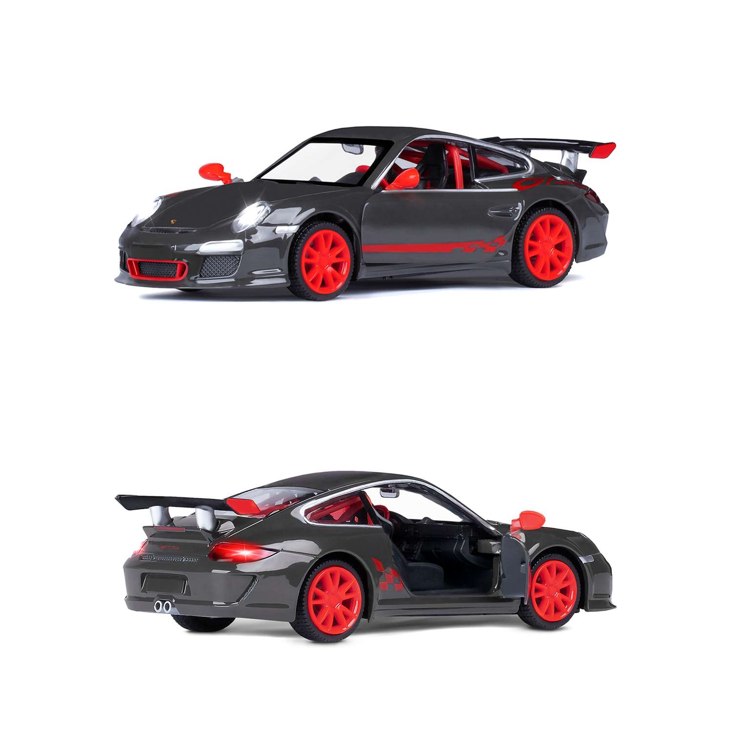 Машинка металлическая АВТОпанорама 1:32 Porsche 911 GT3 Cup темно-серый инерционная JB1251308 - фото 6