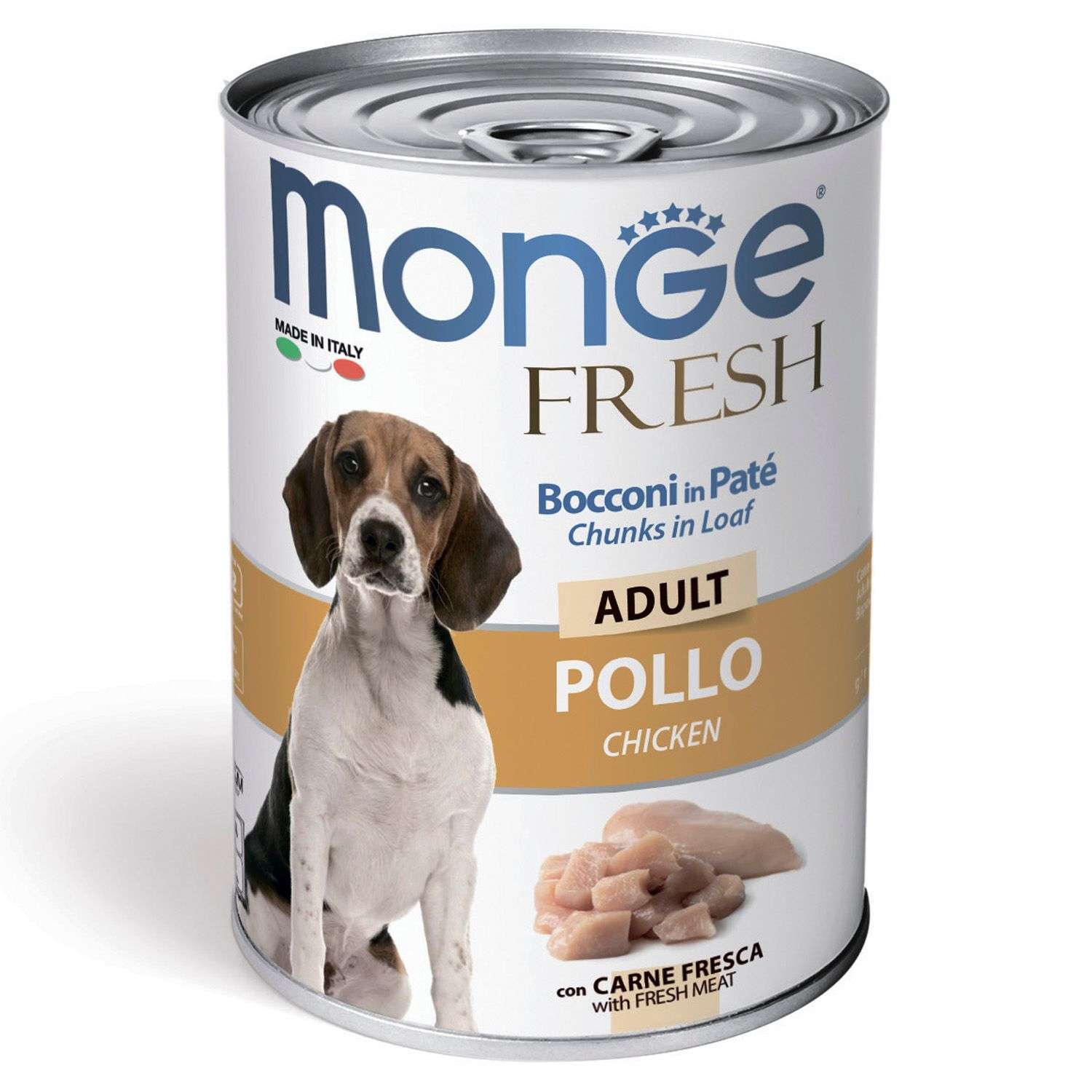 Корм для собак MONGE Dog Fresh Chunks in Loaf мясной рулет курица консервированный 400г - фото 1