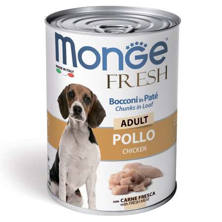 Корм для собак MONGE Dog Fresh Chunks in Loaf мясной рулет курица консервированный 400г