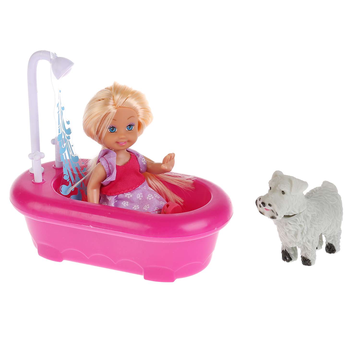 Кукла Карапуз Машенька 12см в наборе ванна с душем питомец аксессуары 259646 259646 - фото 1