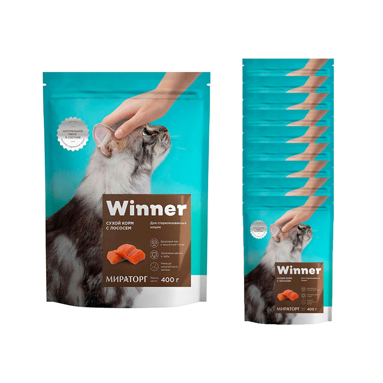 Корм сухой WINNER полнорационный для стерилизованных кошек с лососем 400г 10 шт - фото 1