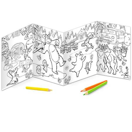 Длинная раскраска Маша и медведь «Выходные на природе»1 метр«Маша и медведь»